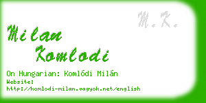 milan komlodi business card